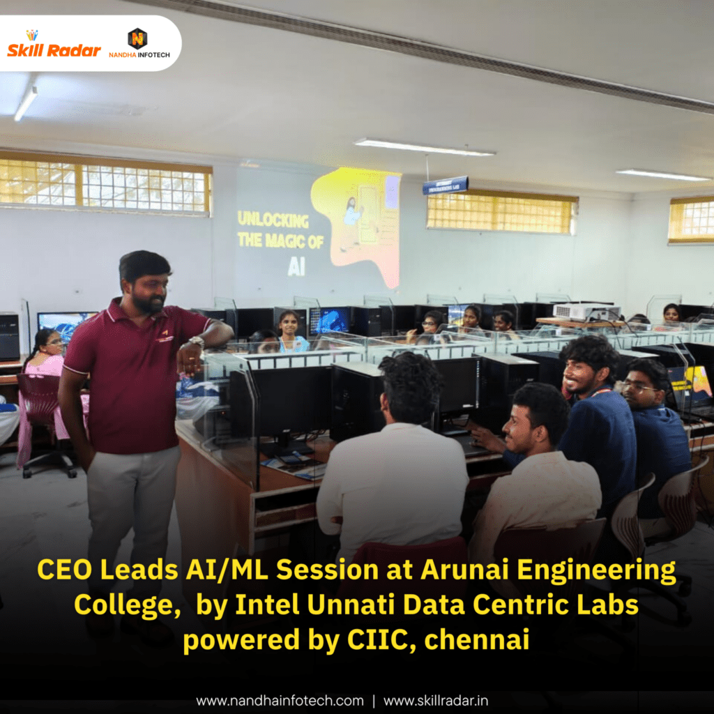 ceo leads ai/ml session at arunai engineering college | chennai | coimbatore | nandhainfotech